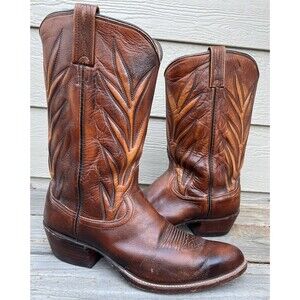 Vintage Dan Post Men’s 11.5D Western Cowboy Boots Brown Leather